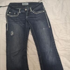 Daytrip Dark Blue Boot Cut Jeans with Distressed Details